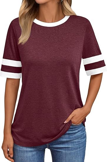 Dame afslappet T-shirt med kontrastærmer Stilla