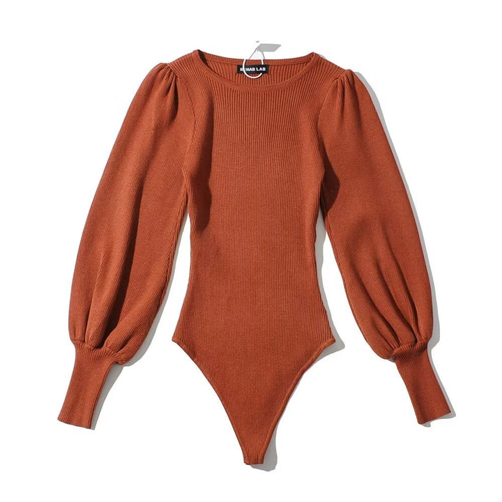 Dame Langærmet Bodysuit med rynker og ribbet design Stilla