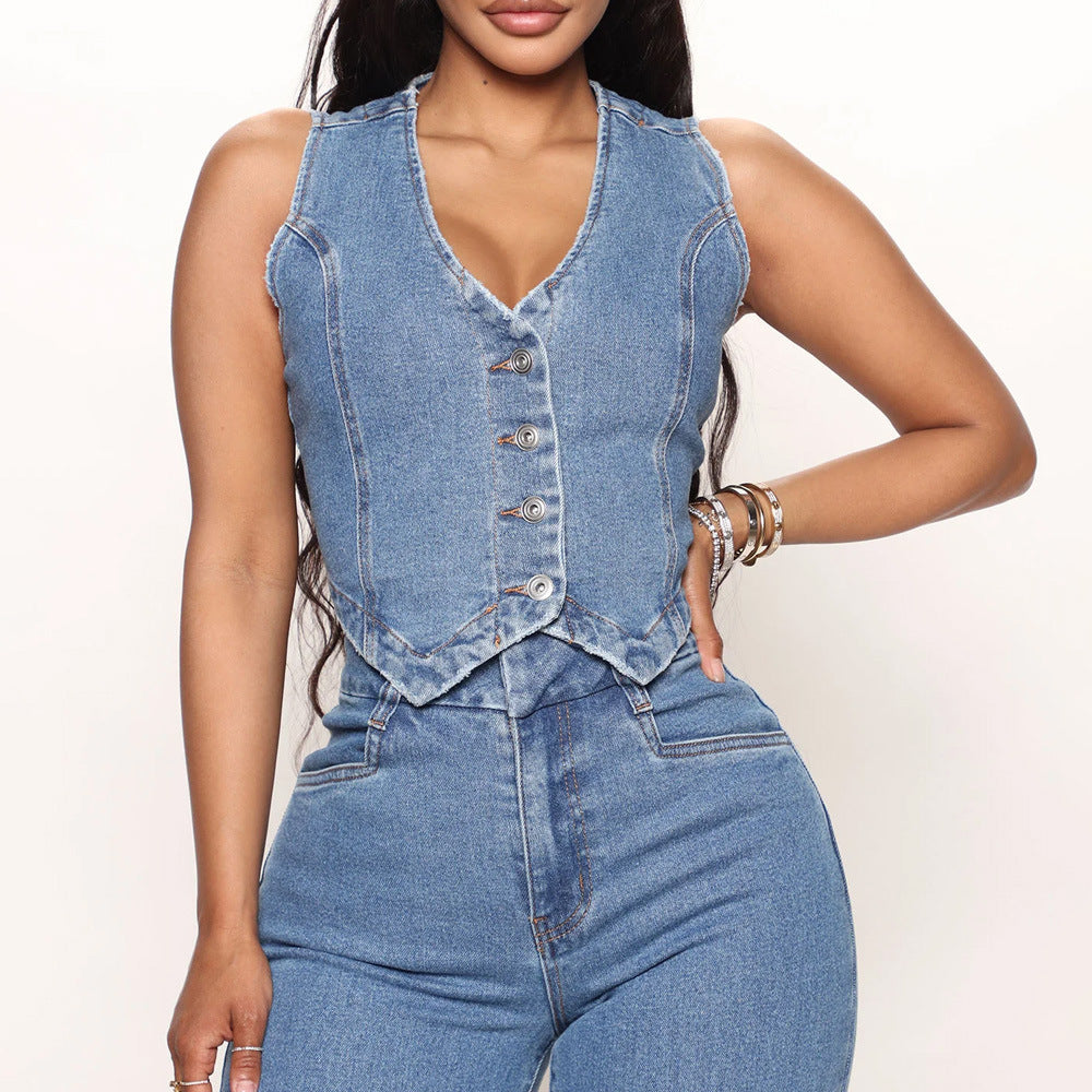 Dame Jeansvest Stilla