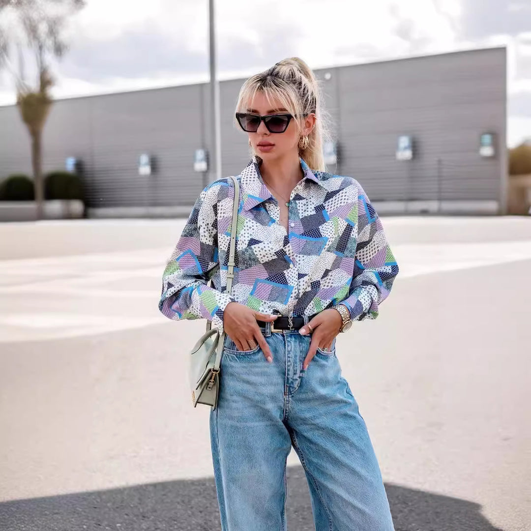 Dame over størrelse bluse med blomstermønster Stilla