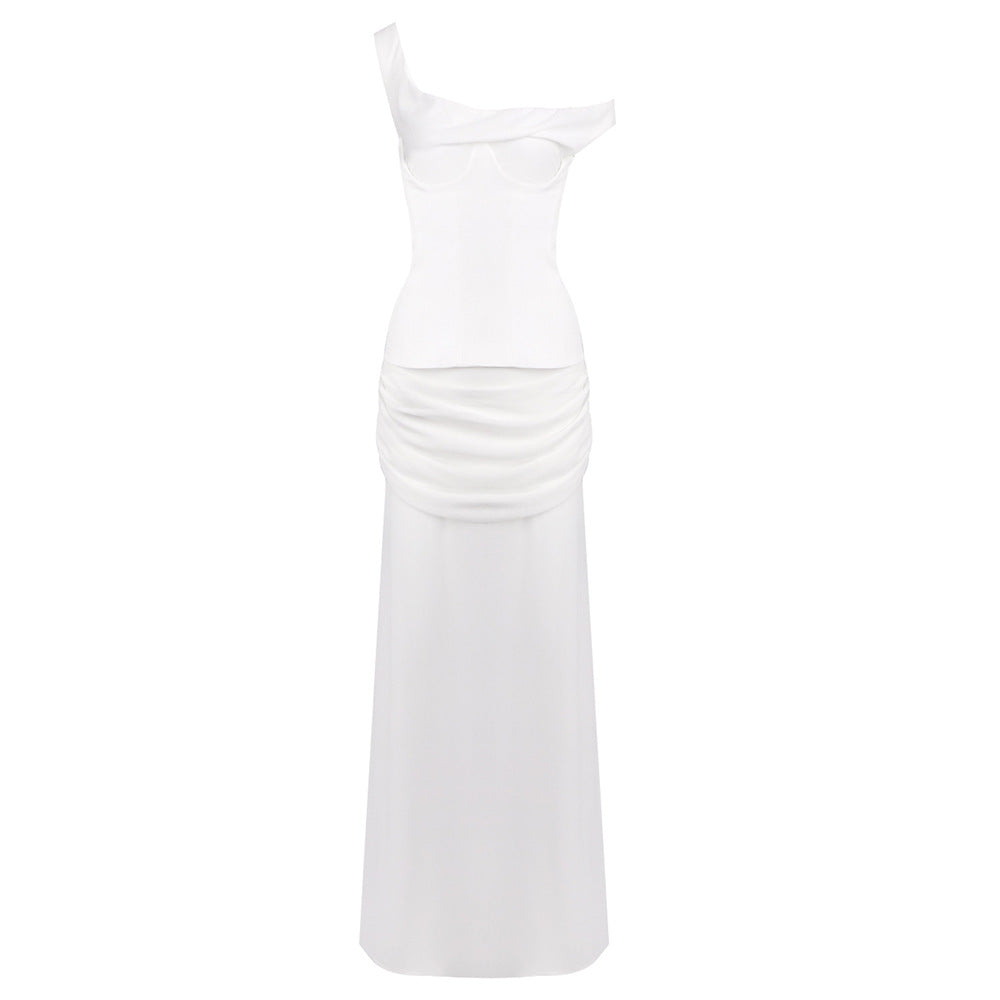 Damer Elegant Maxikjole med asymmetrisk design og raffinerede draperinger Skovae