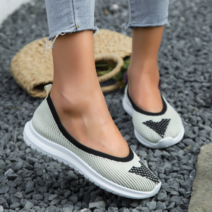 Dame Slip-On Ballerinas med åndbart strikdesign og skridsikker sål Stilla