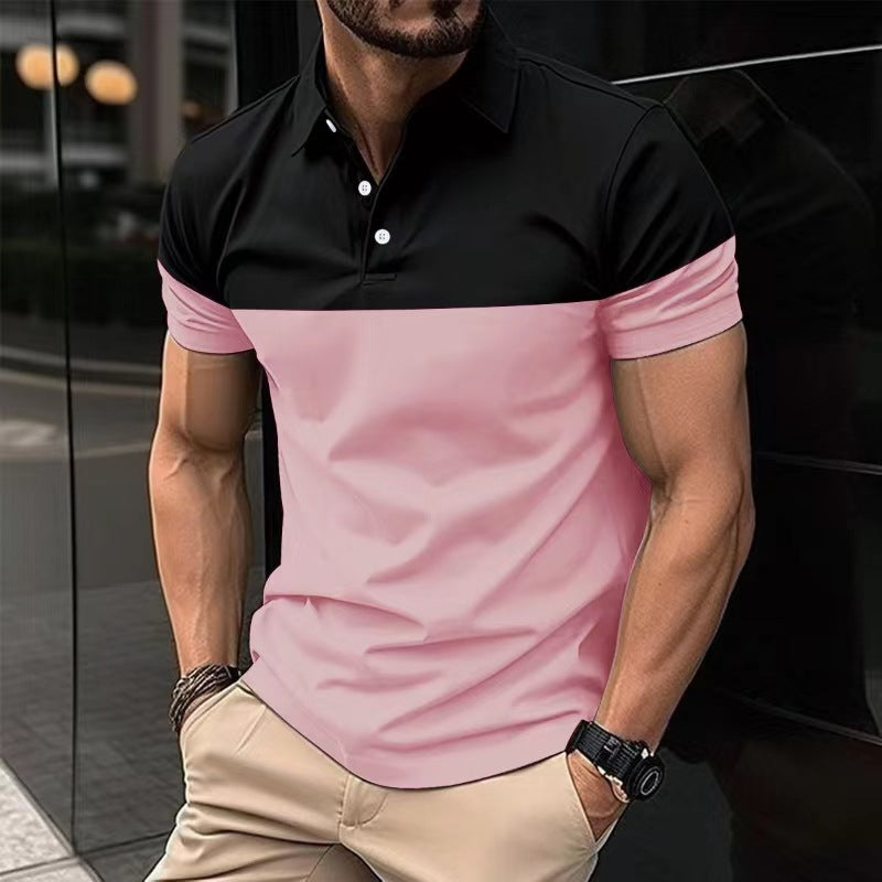 Herrer Polo-Skjorte med moderne farveblokdesign Stilla