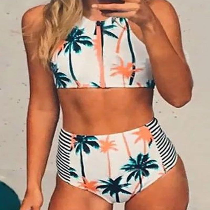 Dame Cropped Bade sæt med asymmetrisk lynlås Skovae
