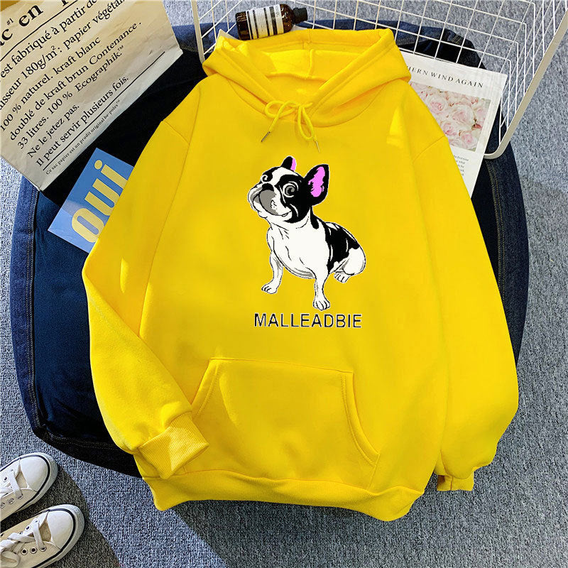 Kvinders hoodie med kreativt fransk bulldogdesign Skovae