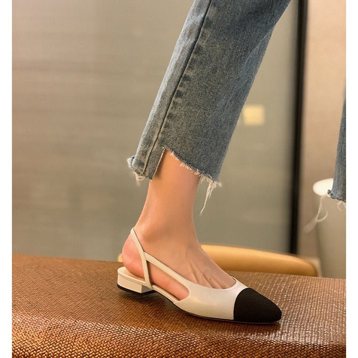 Dame Sling-pumps med modigt kontrastdesign og elegant blokhæl Stilla