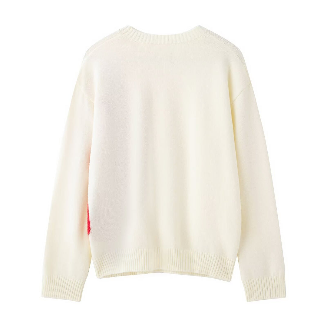 Femme Overdimensioneret Floral Strikpullover Stilla