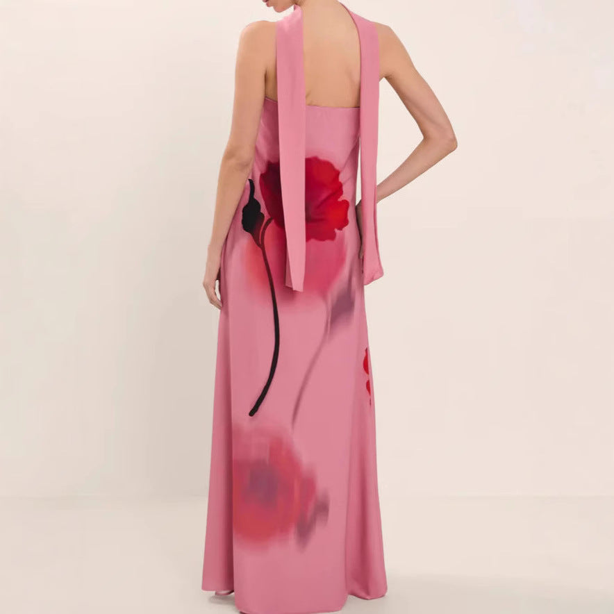 Femme Elegante Strapless Floral Maxi Kjole Stilla