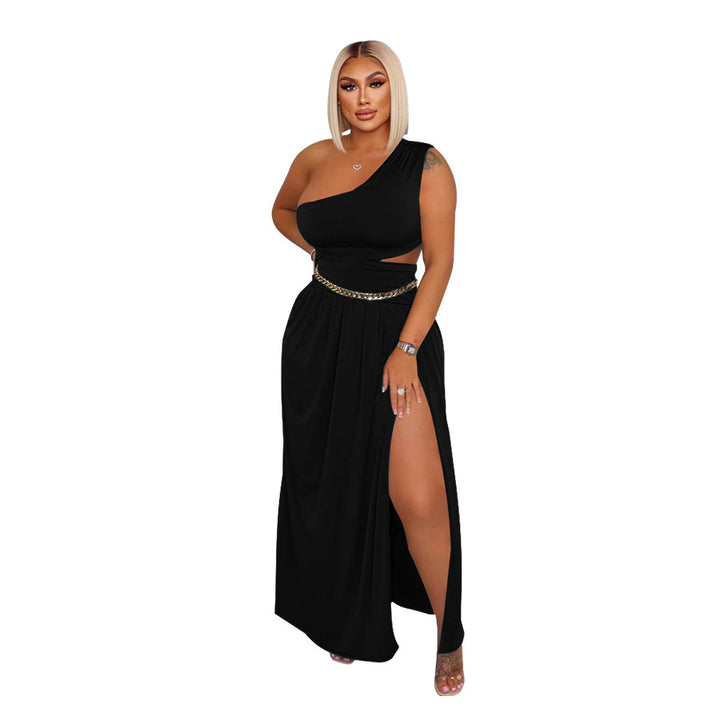 Dame Maxikjole med asymmetrisk One-Shoulder-design og elegant split Stilla