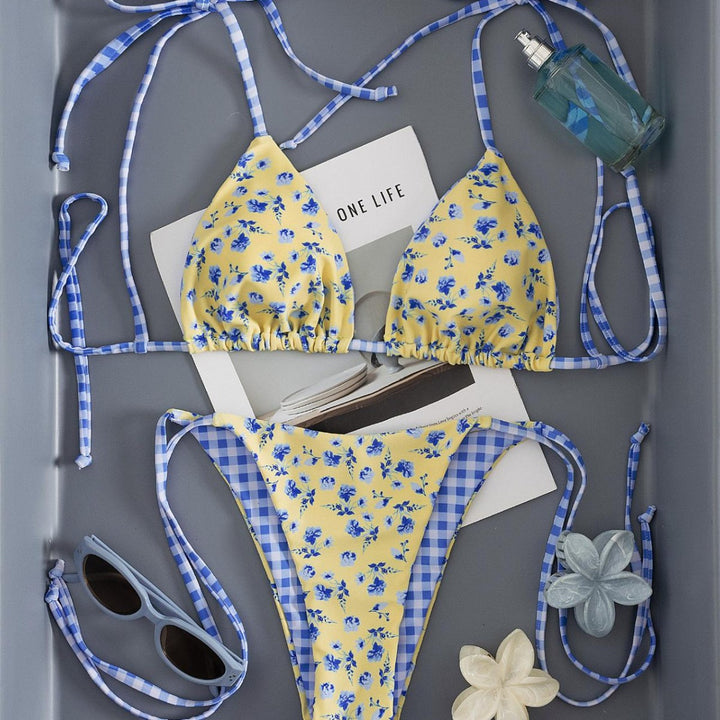 Dame triangel-bikini med legende blomster mønster Skovae
