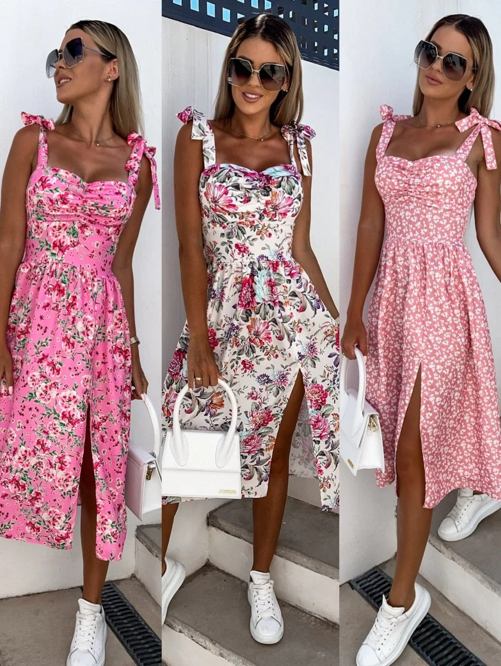 Dame blomsterprint midi kjole Stilla