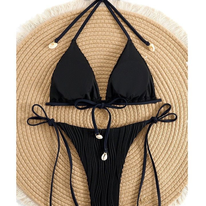 Dame triangel-bikini med flæse-design og individuelt justerbare sidestræk Stilla