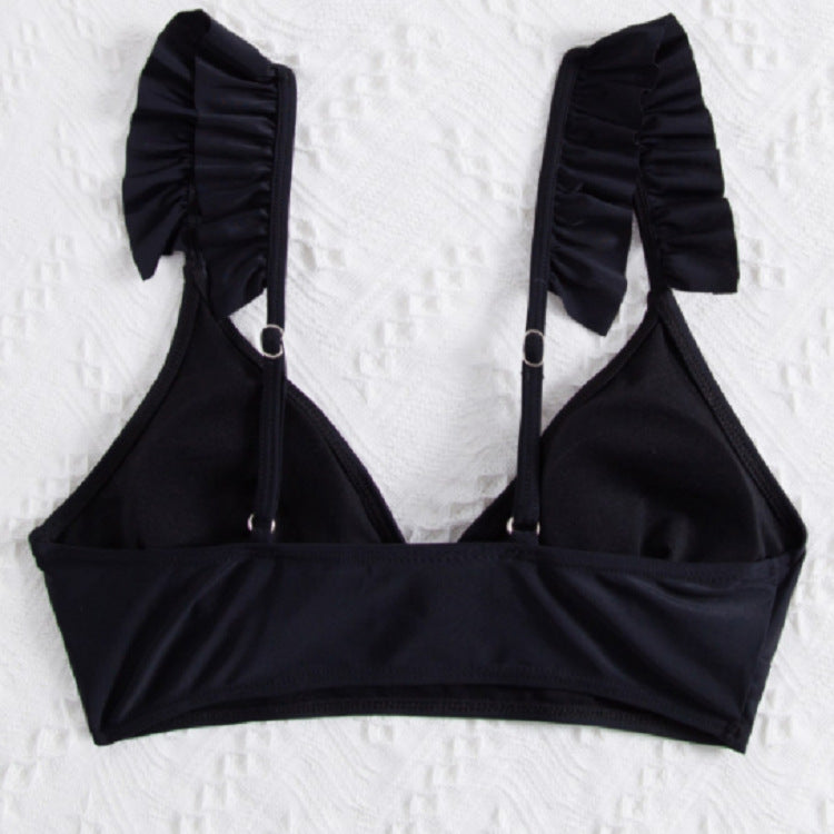 Dame triangel-bikini top med voluminøse flæsedetaljer Skovae