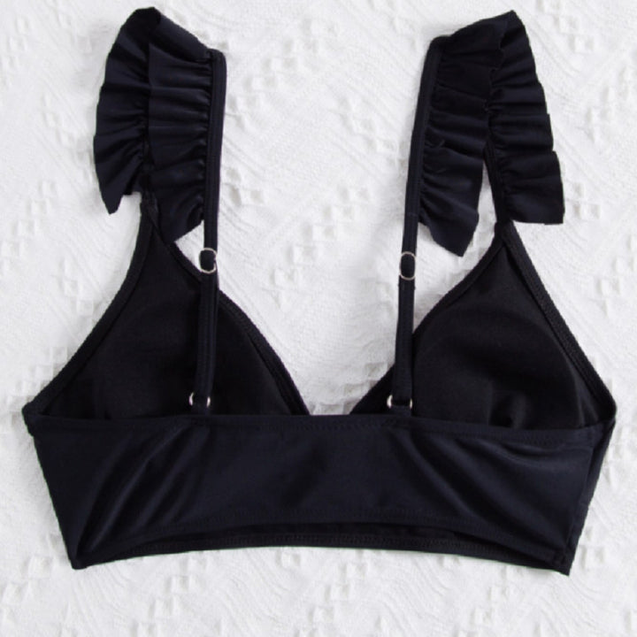 Dame triangel-bikini top med voluminøse flæsedetaljer Skovae