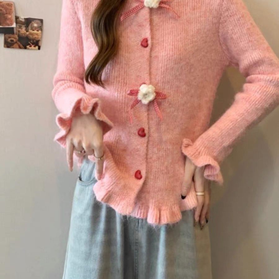 Damer cardigan med dekorative blomsterdesign Stilla