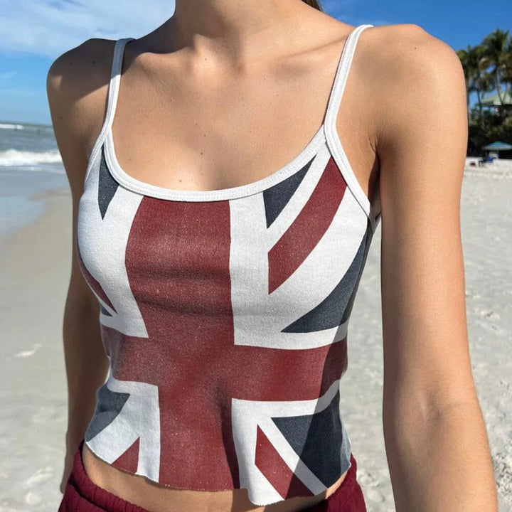 Dame Crop-Top med Britisk Motiv Skovae