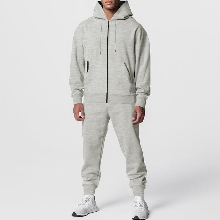 Herren nan urban zip hoodie med kængurulomme og konisk tapered joggingbukser sæt Skovae