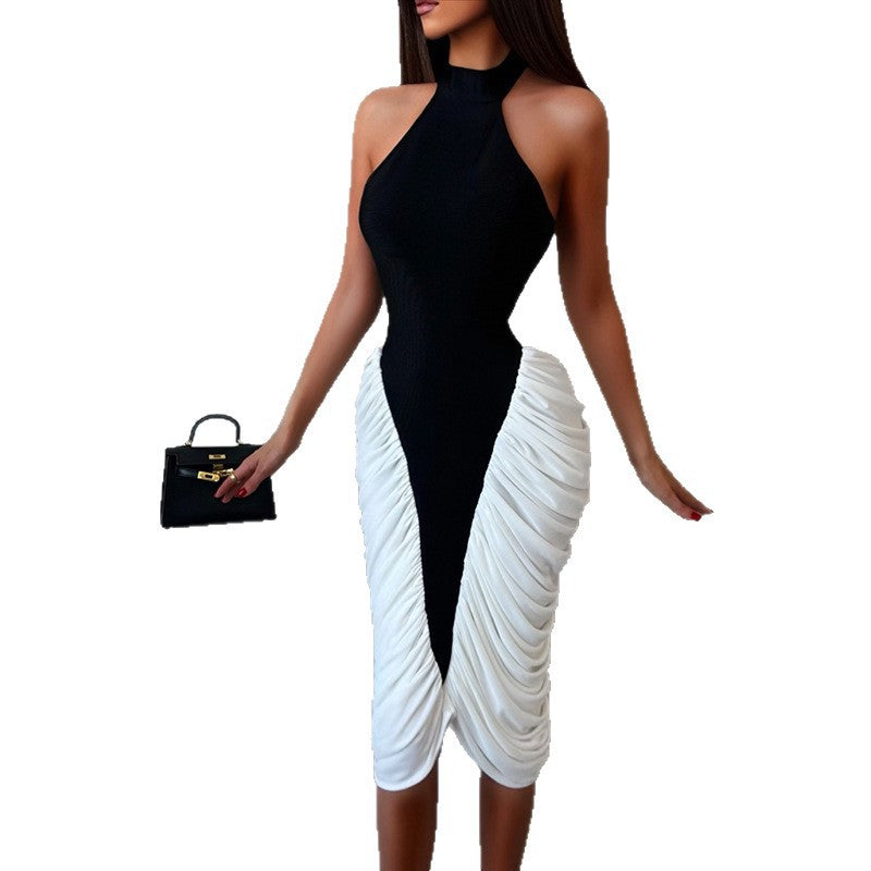 Dame figursyet midi-kjole med asymmetrisk design Skovae
