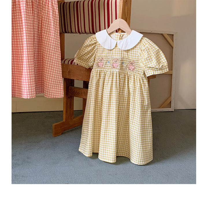 Pige vintage-inspireret rynket ternet kjole Stilla