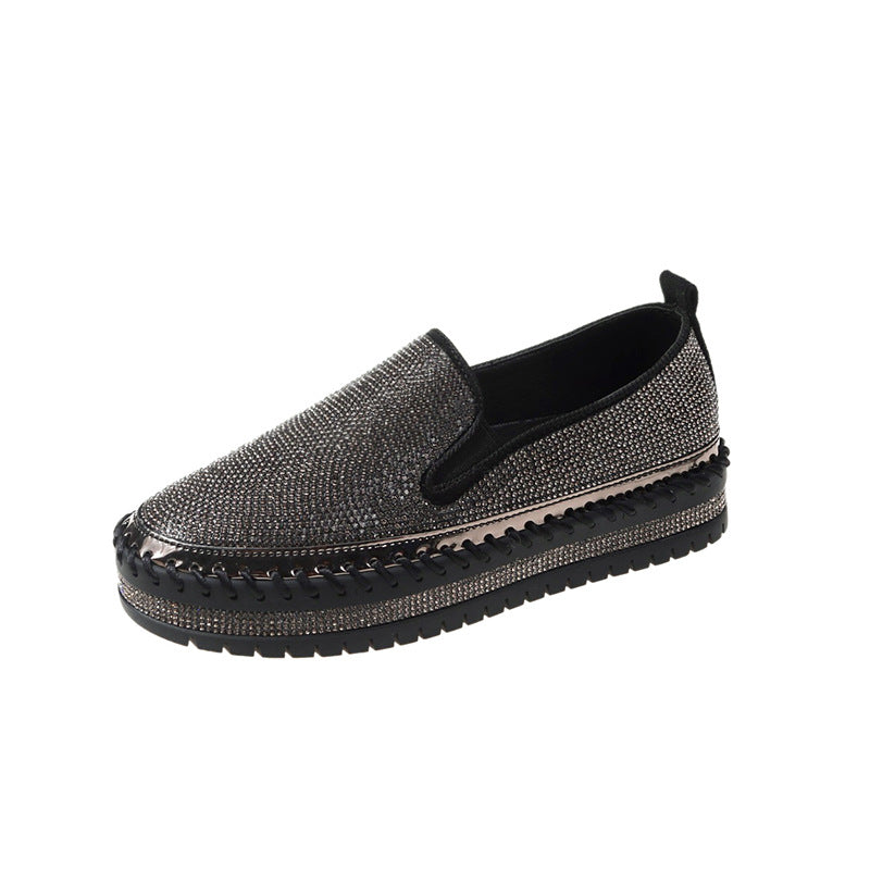 Dame Slip-On Sneakers med funkende strassdesign og skridsikre profilsål Stilla