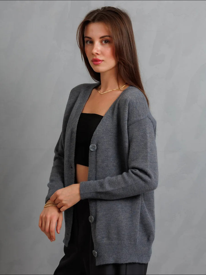 Dame hyggelig cardigan med knapdesign Stilla
