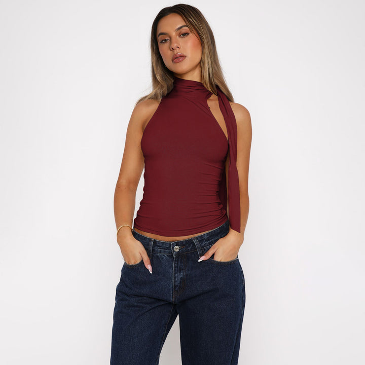 Dame Top med asymmetrisk snit Stilla