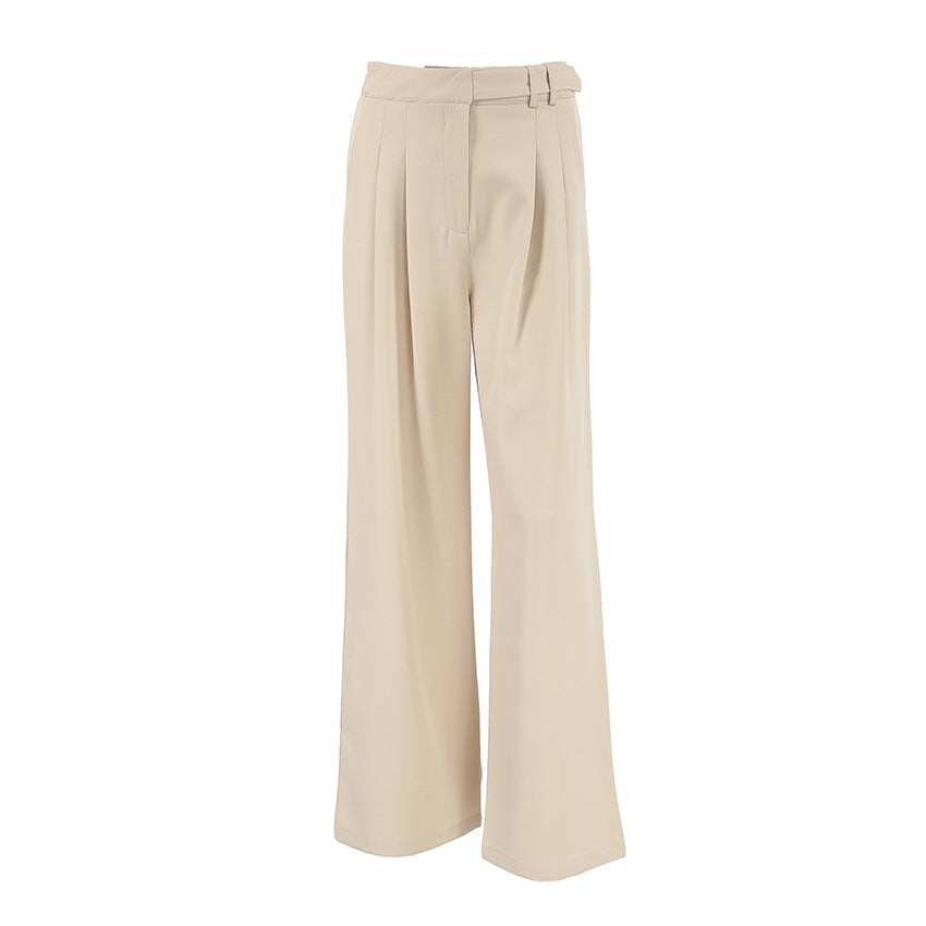 Dame bred chinos med elegant snit og højt siddende talje Stilla