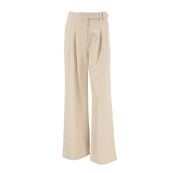 Dame bred chinos med elegant snit og højt siddende talje Stilla