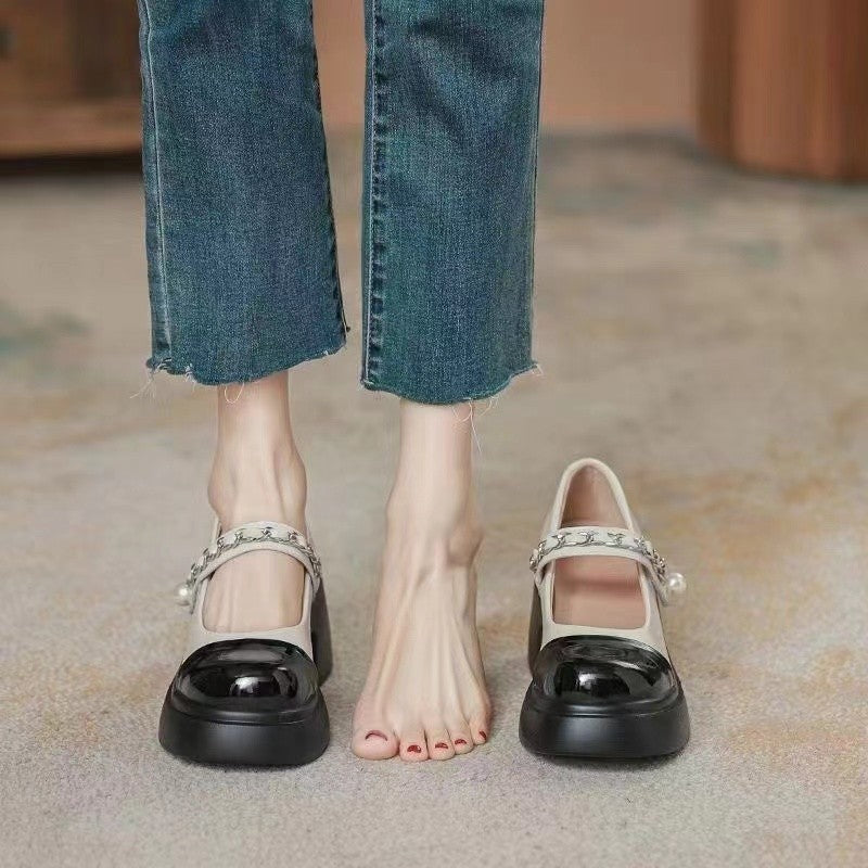 Dame Slingback Sandaler med modetrend kædeaccent og behagelig blokhælhøjde Stilla