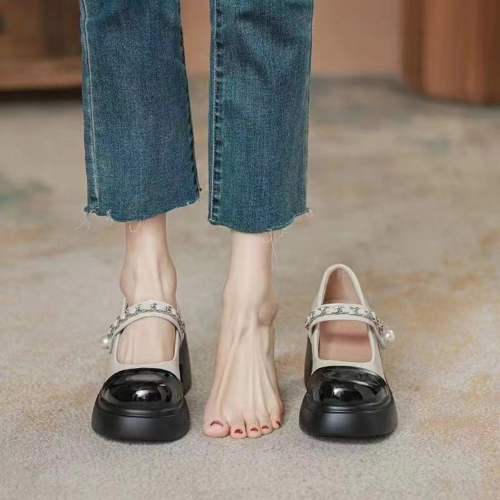 Dame Slingback Sandaler med modetrend kædeaccent og behagelig blokhælhøjde Stilla