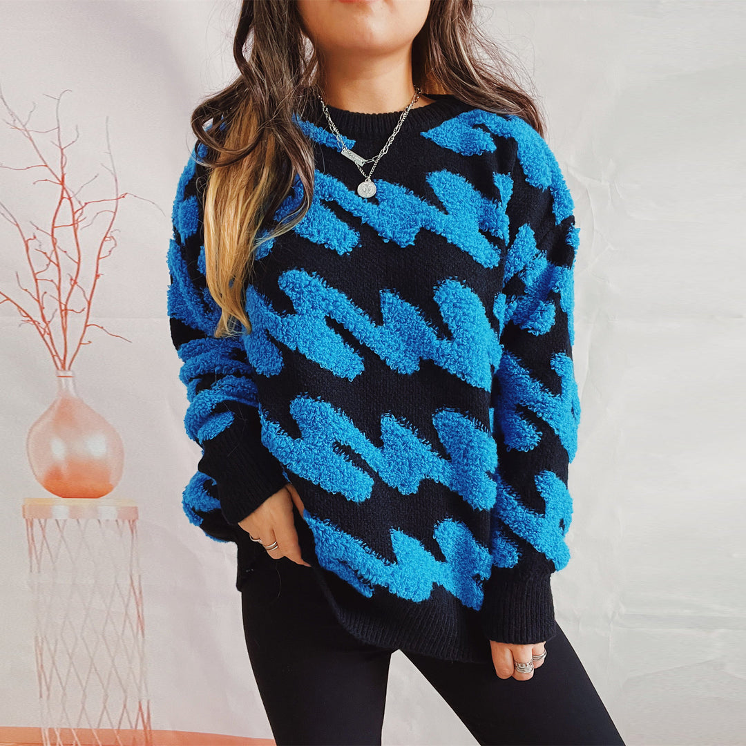 Kvinders fashionable sweater med tekstureret bølgemønster og oversized ærmer Stilla