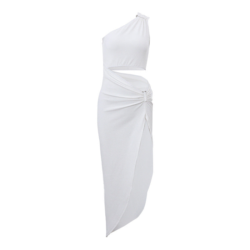 Dame En-sidet Maxikjole med Draperinger og Cut-Out Stilla