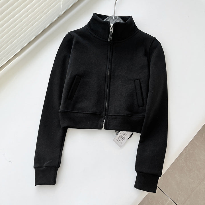 Dame sportjakke med høj krave og cropped design Stilla