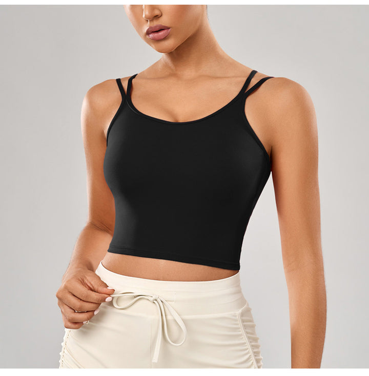 Dame Sporty Crop-Top med justerbare spaghettistropper Stilla