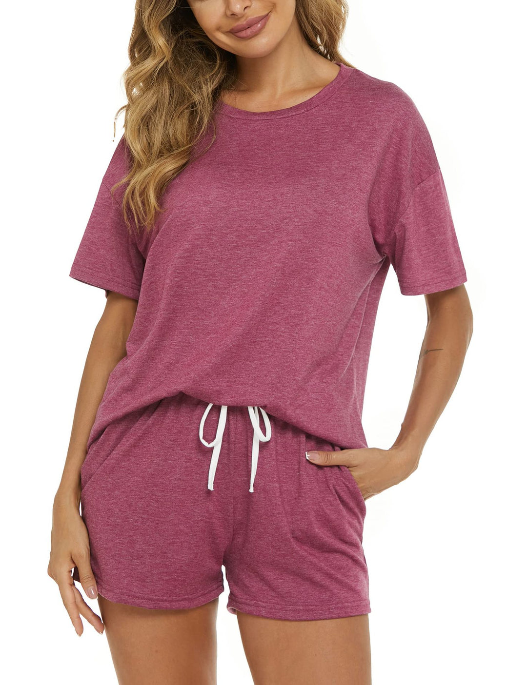 Dame afslappet kortærmet loungewear-sæt med elastisk talje Stilla