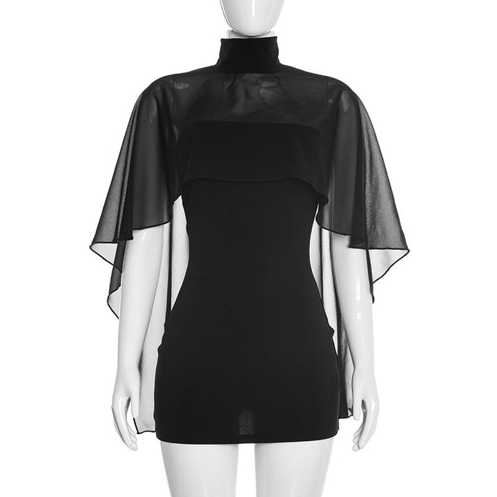Dame Elegant Wrap Blouse med transparent hætte og asymmetrisk kant Skovae