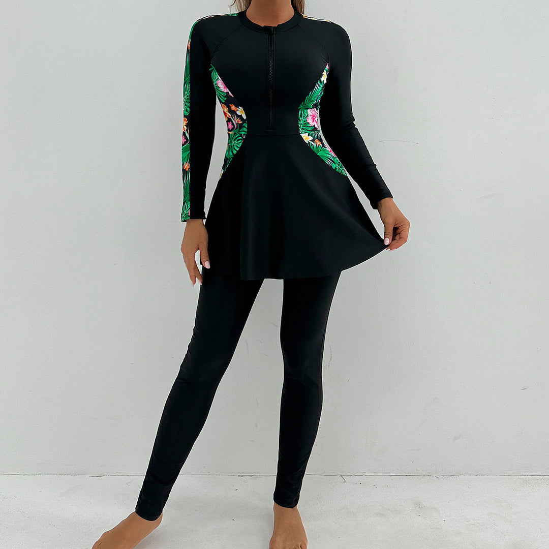 Damer Sporty Langærmet Skimmedragt med flatterende Skirt Skovae