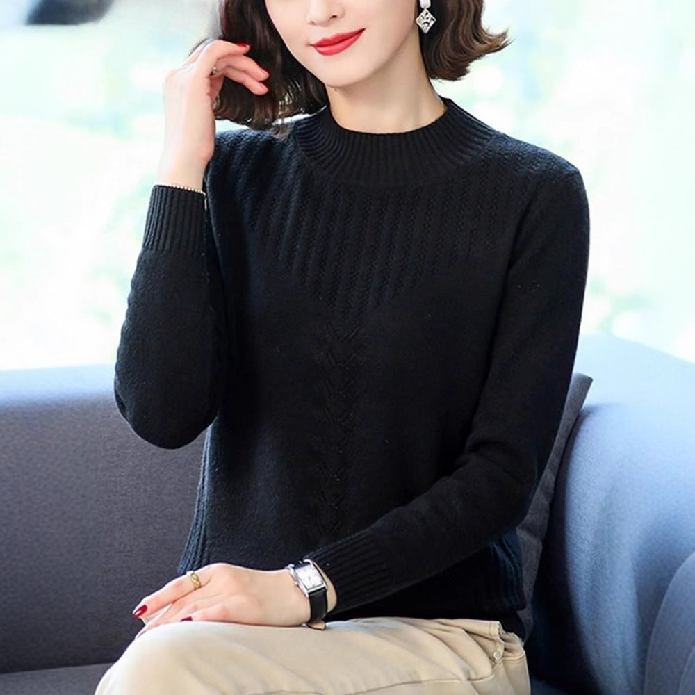 Kvindernes elegante strikkede sweater med moderne kabelmønster Stilla