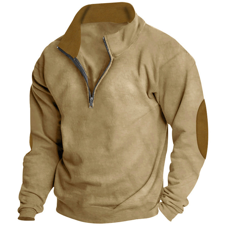 Herrer sporty fleece-pullover med høj lukket krave og lynlås Stilla