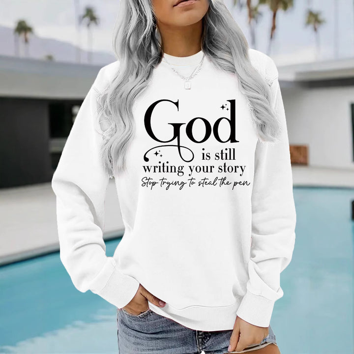 Kvinders sweatshirt med inspirerende skrifter Stilla
