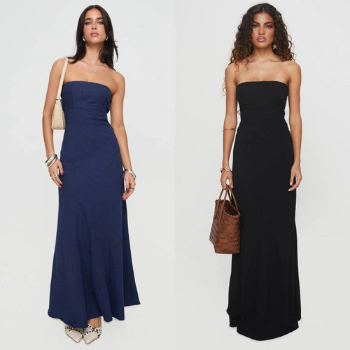 Kvinder Strapless A-linje Maxi Kjole Stilla