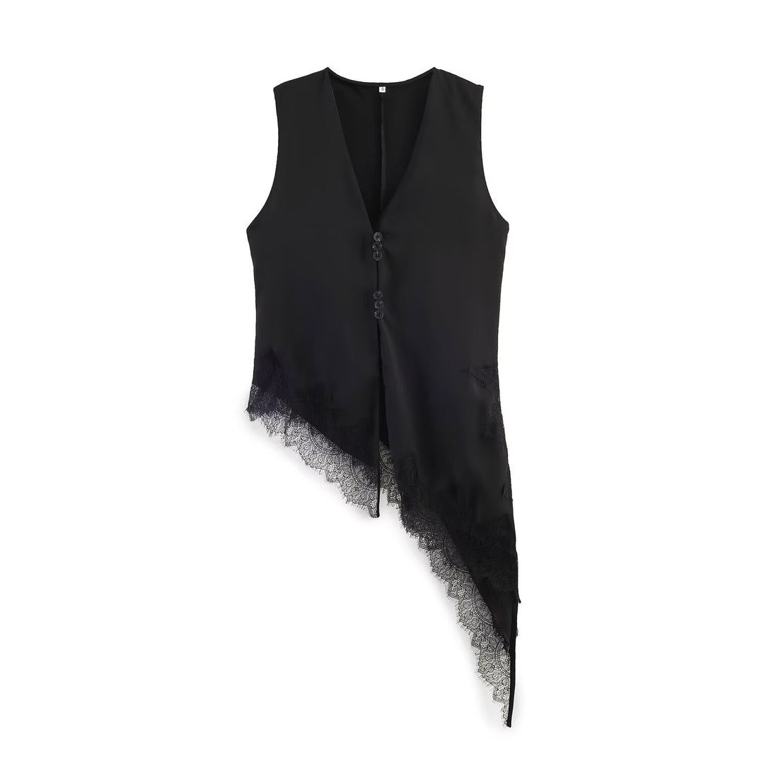 Dame asymmetrisk vest med elegant spids Skovae