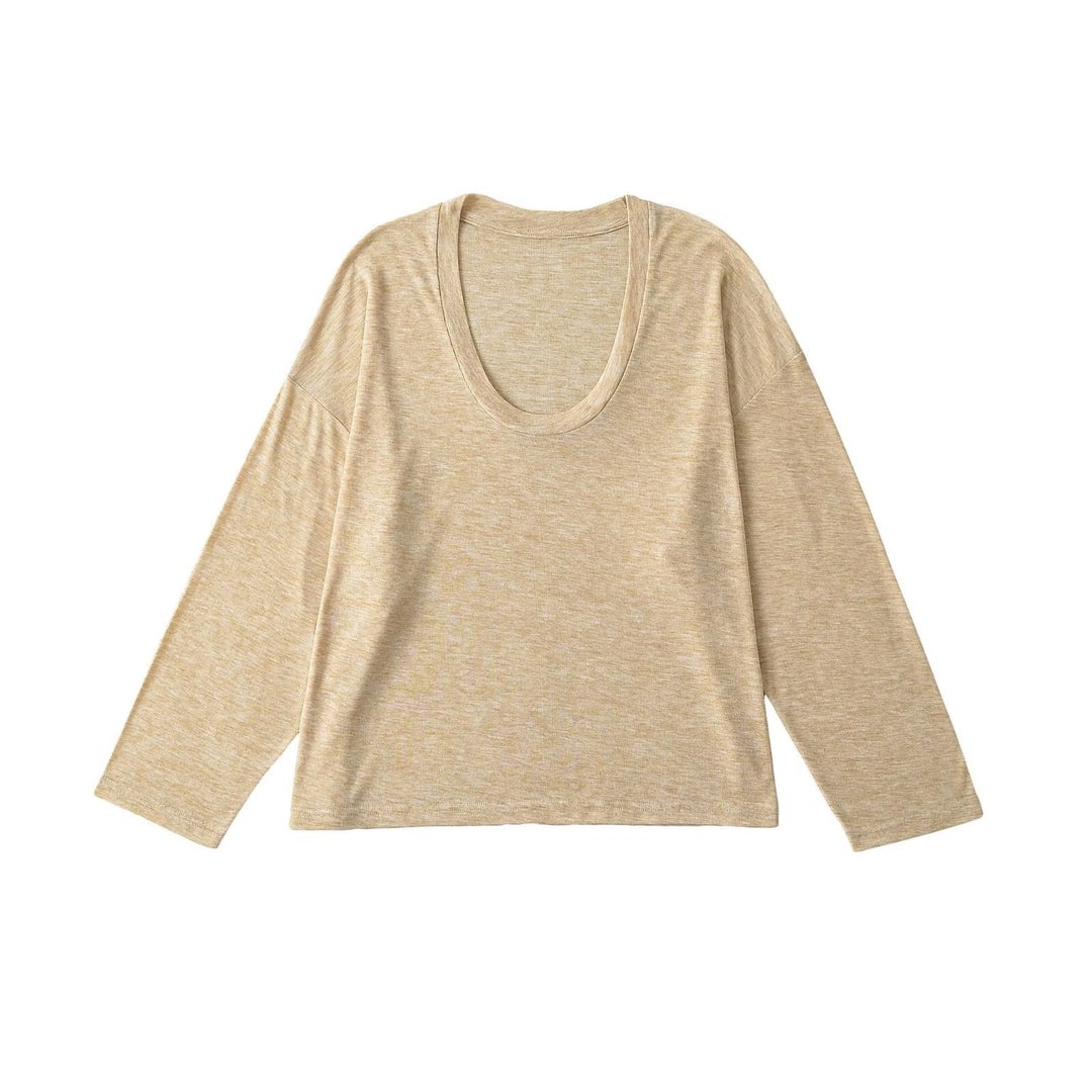 Dame longsleeve skjorte med dyb rund halsudskæring og løs pasform Stilla