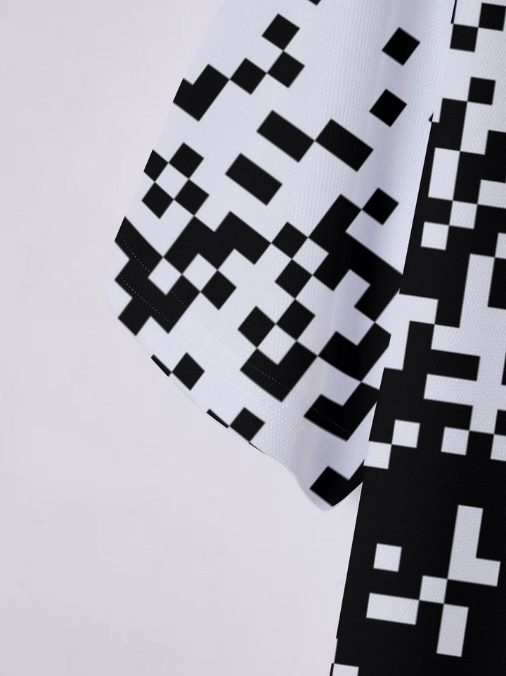 Herrer Poloshirt med moderne pixelmønster og åndbare egenskaber Stilla