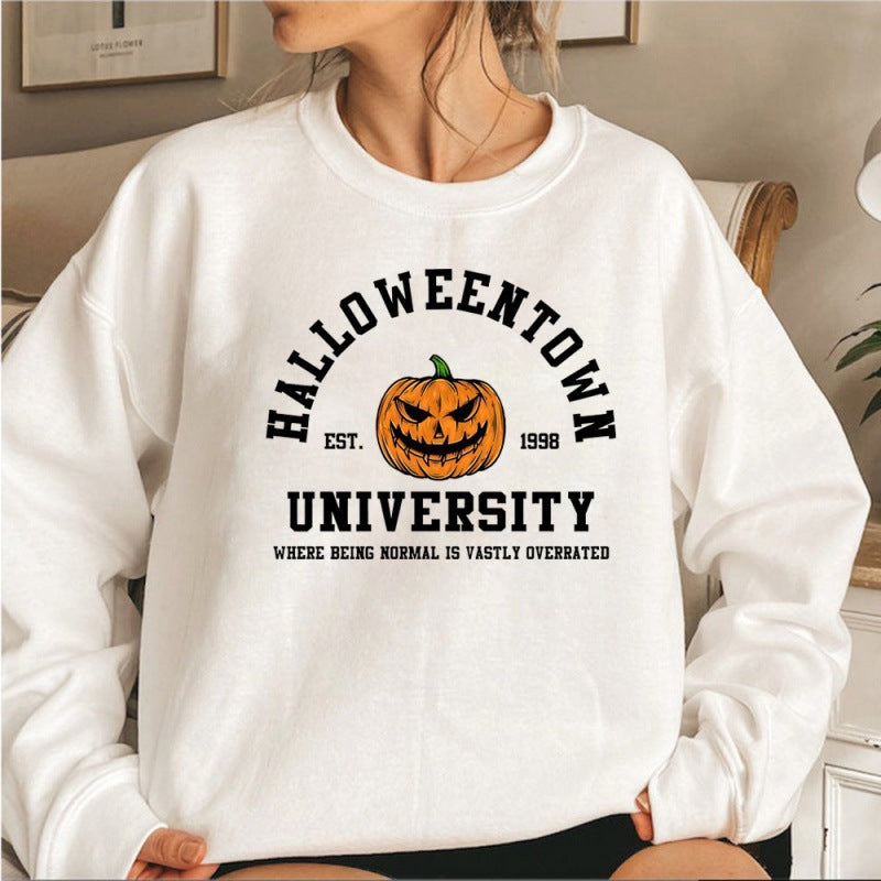Kvindernes sweatshirt med kreativ Halloween-design og behagelig pasform Skovae