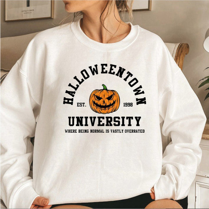 Kvindernes sweatshirt med kreativ Halloween-design og behagelig pasform Skovae