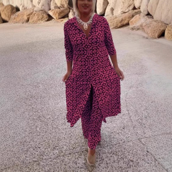 Dame maxikjole med asymmetrisk snit og elegant blomsterprint Stilla