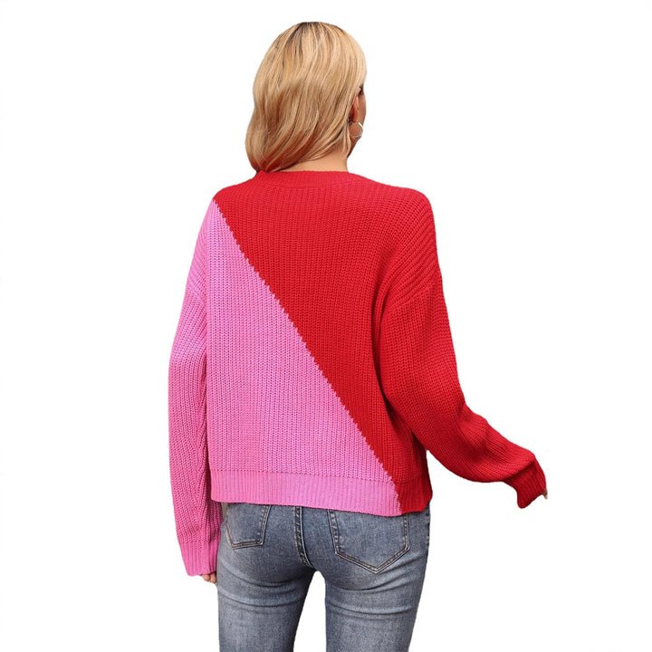Kvinders trendy sweater med asymmetrisk farveblokdesign Stilla