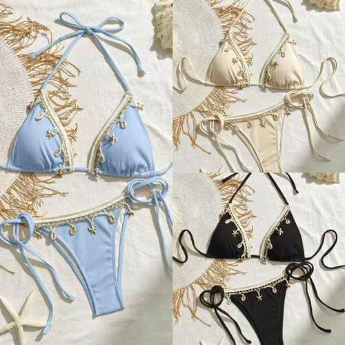 Dame triangel-bikini med legende hækle-detaljer Skovae