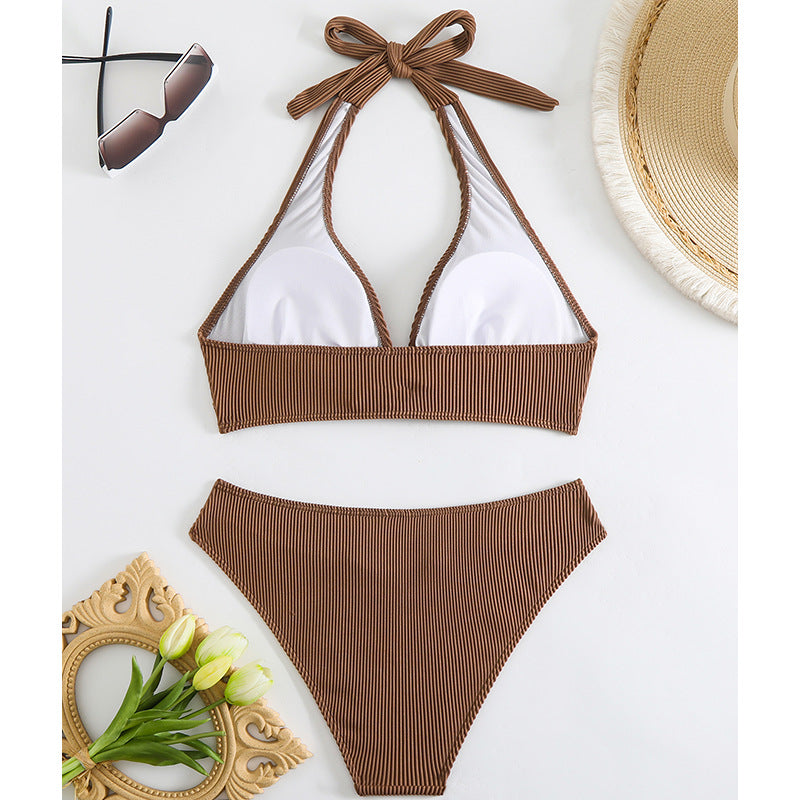 Dame bikini-sæt med raffineret knude-design og høj talje Stilla